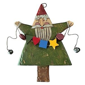 Hand Carved Resin Santa Claus Tree Toper Ornament 8” Whimsical Folk Art
